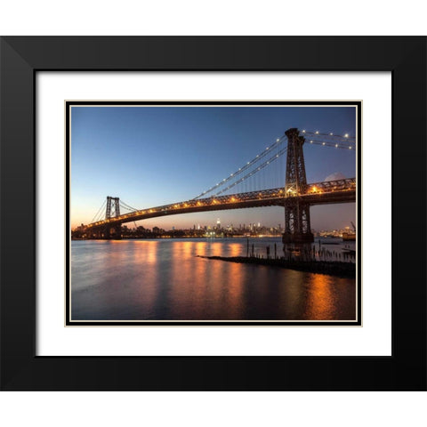 Queensboro Bridge and Manhattan from Brooklyn, NYC Black Modern Wood Framed Art Print with Double Matting by Setboun, Michel