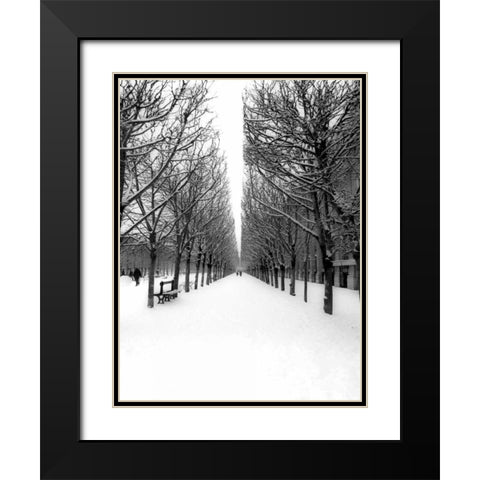 The Tuileries Garden under the snow, Paris Black Modern Wood Framed Art Print with Double Matting by Setboun, Michel