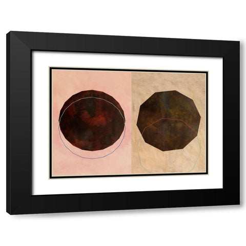 Poliedra Black Modern Wood Framed Art Print with Double Matting by Novello, Patrizia
