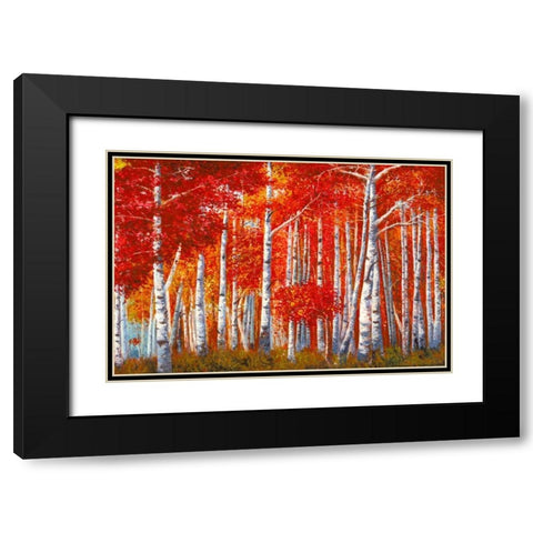 Bosco di betulle Black Modern Wood Framed Art Print with Double Matting by Masera, Angelo
