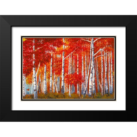 Bosco di betulle Black Modern Wood Framed Art Print with Double Matting by Masera, Angelo
