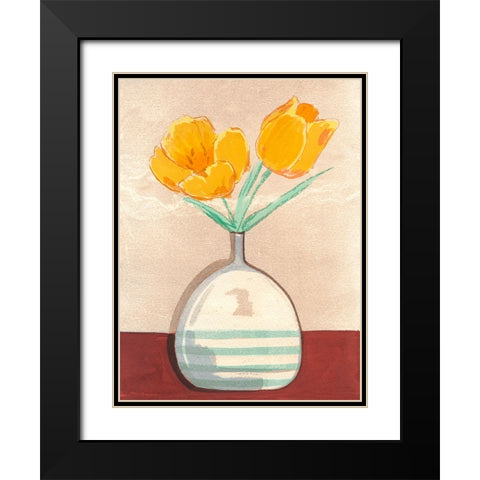 Vase with Tulips I Black Modern Wood Framed Art Print with Double Matting by Dupree, Pat