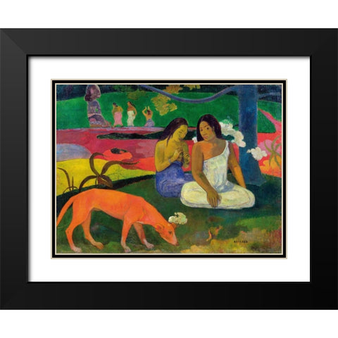 Arearea Black Modern Wood Framed Art Print with Double Matting by Gauguin, Paul
