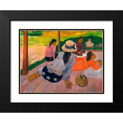 The Siesta Black Modern Wood Framed Art Print with Double Matting by Gauguin, Paul
