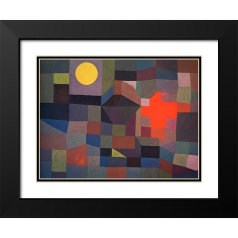 Fire at Full Moon Black Modern Wood Framed Art Print with Double Matting by Klee , Paul