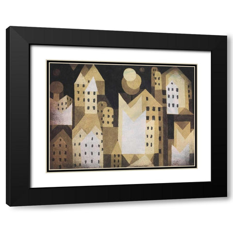 Cold City Black Modern Wood Framed Art Print with Double Matting by Klee, Paul