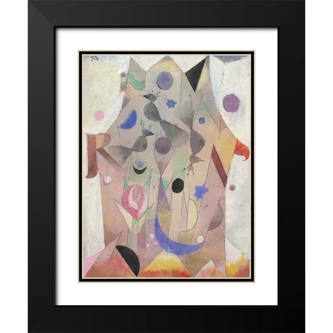 Persian Nightingales Black Modern Wood Framed Art Print with Double Matting by Paul, Klee