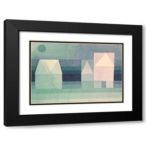 Three Houses Black Modern Wood Framed Art Print with Double Matting by Paul, Klee