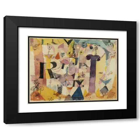 Stylish Ruins (detail) Black Modern Wood Framed Art Print with Double Matting by Klee, Paul