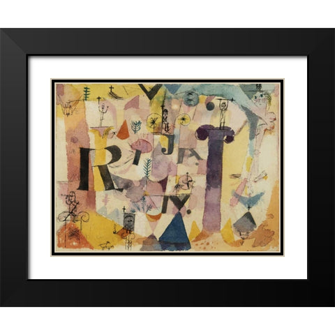 Stylish Ruins (detail) Black Modern Wood Framed Art Print with Double Matting by Klee, Paul