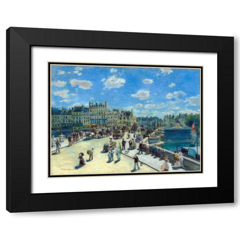 Pont Neuf Paris Black Modern Wood Framed Art Print with Double Matting by Renoir, Pierre-Auguste
