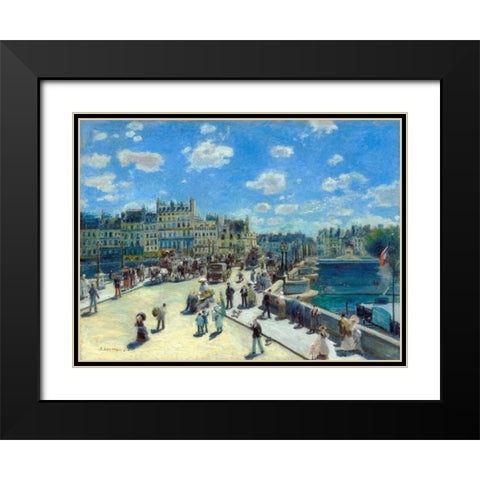 Pont Neuf Paris Black Modern Wood Framed Art Print with Double Matting by Renoir, Pierre-Auguste