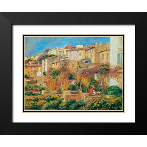 Terrace a Cagnes sur Mer Black Modern Wood Framed Art Print with Double Matting by Renoir, Pierre-Auguste