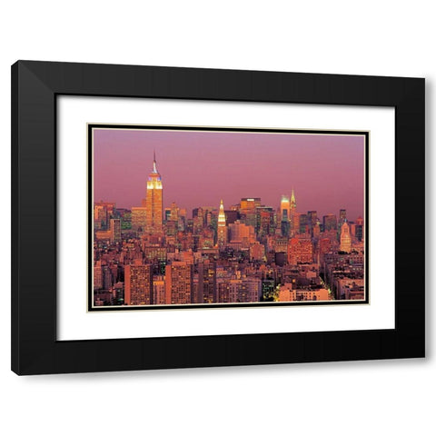 Sunset over Manhattan Black Modern Wood Framed Art Print with Double Matting by Berenholtz, Richard