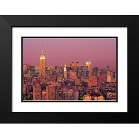 Sunset over Manhattan Black Modern Wood Framed Art Print with Double Matting by Berenholtz, Richard