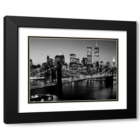 Brooklyn Bridge NYC Black Modern Wood Framed Art Print with Double Matting by Berenholtz, Richard
