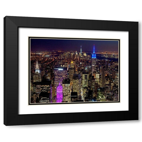 Midtown and Lower Manhattan at night Black Modern Wood Framed Art Print with Double Matting by Berenholtz, Richard