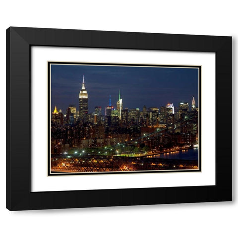 Midtown Manhattan at night Black Modern Wood Framed Art Print with Double Matting by Berenholtz, Richard