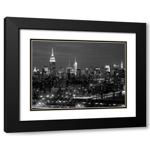 Midtown Manhattan at night Black Modern Wood Framed Art Print with Double Matting by Berenholtz, Richard