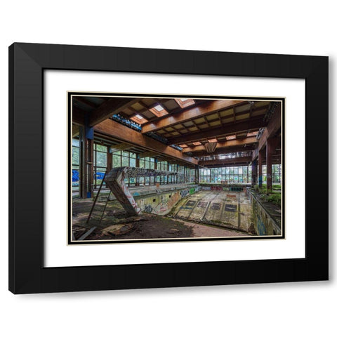 Abandoned Resort Pool, Upstate NY Black Modern Wood Framed Art Print with Double Matting by Berenholtz, Richard