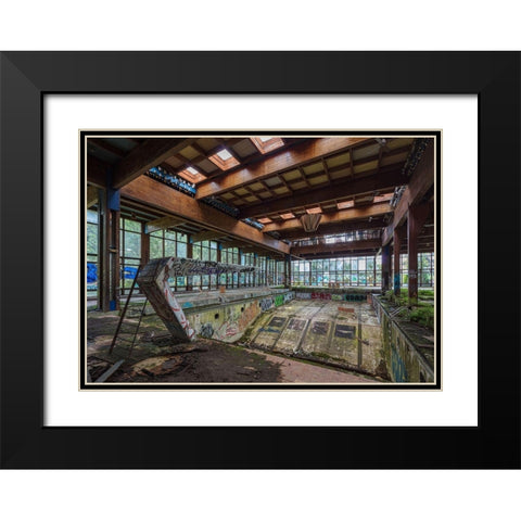 Abandoned Resort Pool, Upstate NY Black Modern Wood Framed Art Print with Double Matting by Berenholtz, Richard