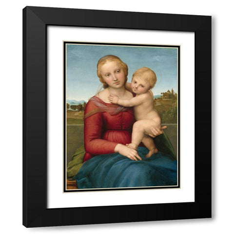The Small Cowper Madonna Black Modern Wood Framed Art Print with Double Matting by Raffaello