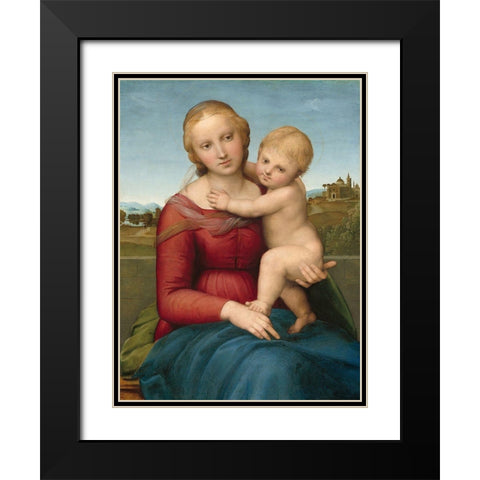 The Small Cowper Madonna Black Modern Wood Framed Art Print with Double Matting by Raffaello