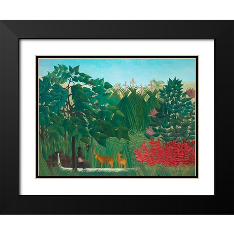 The Waterfall Black Modern Wood Framed Art Print with Double Matting by Rousseau, Henri