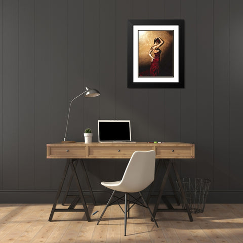 Flamenco Woman Black Modern Wood Framed Art Print with Double Matting by Young, Richard