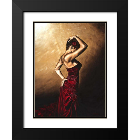 Flamenco Woman Black Modern Wood Framed Art Print with Double Matting by Young, Richard