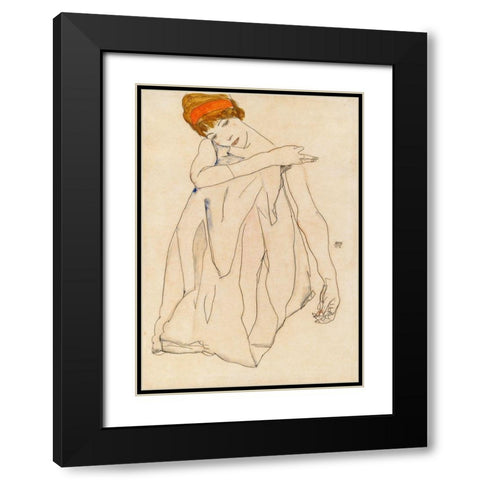 The Dancer Black Modern Wood Framed Art Print with Double Matting by Schiele, Egon