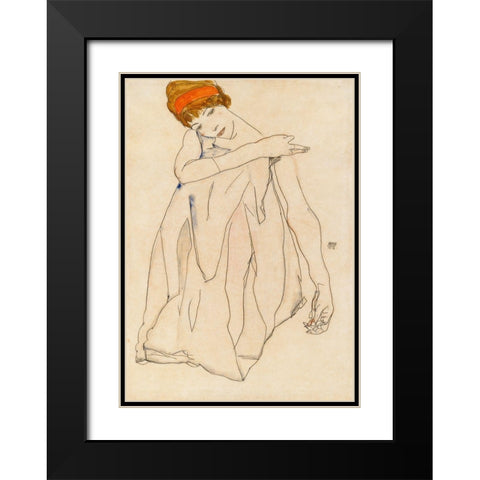 The Dancer Black Modern Wood Framed Art Print with Double Matting by Schiele, Egon