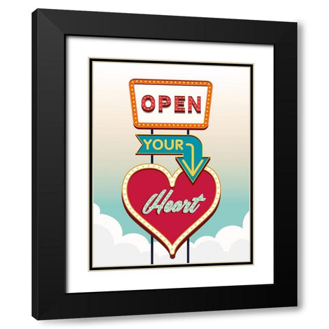 Open your heart Black Modern Wood Framed Art Print with Double Matting by Steven, Hill