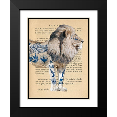 Tattooed Savannah II Black Modern Wood Framed Art Print with Double Matting by Hill, Steven