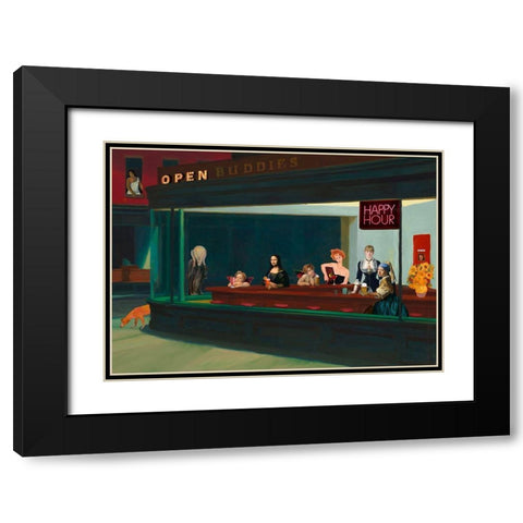 An Art Night Out (detail) Black Modern Wood Framed Art Print with Double Matting by Hill, Steven