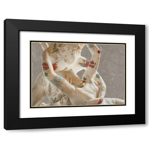 Tattooed Lovers (Cupid And Psyche) Black Modern Wood Framed Art Print with Double Matting by Hill, Steven