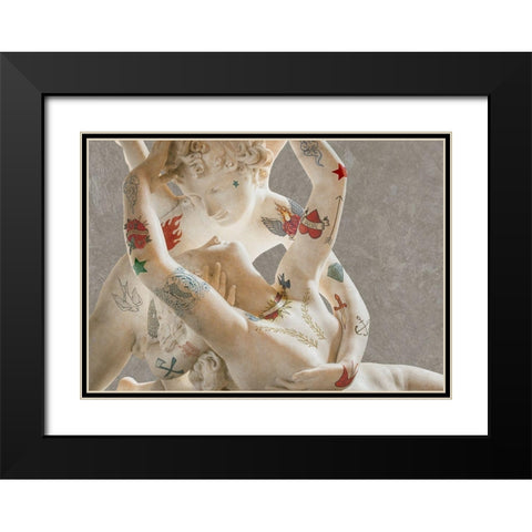 Tattooed Lovers (Cupid And Psyche) Black Modern Wood Framed Art Print with Double Matting by Hill, Steven