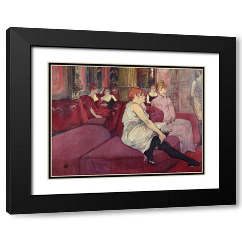 In the Salon at the Rue des Moulins Black Modern Wood Framed Art Print with Double Matting by de Toulouse-Lautrec, Henri