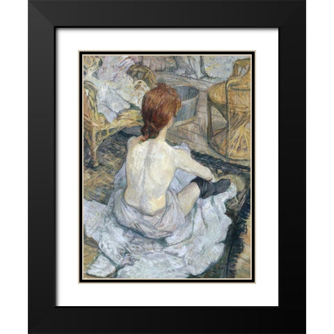 Rousse Black Modern Wood Framed Art Print with Double Matting by de Toulouse-Lautrec, Henri