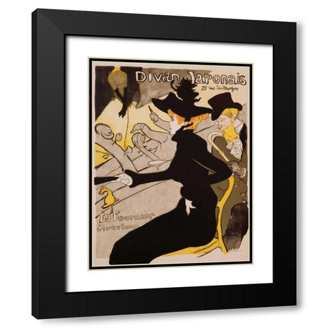 Divan Japonais Poster Black Modern Wood Framed Art Print with Double Matting by de Toulouse-Lautrec, Henri