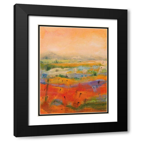 Country village I Black Modern Wood Framed Art Print with Double Matting by Marzari, Tebo