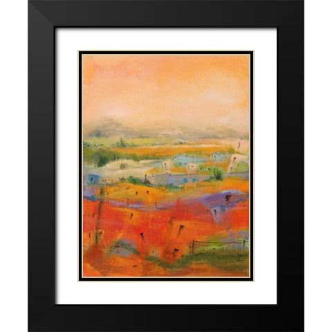 Country village I Black Modern Wood Framed Art Print with Double Matting by Marzari, Tebo