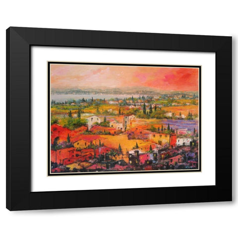 Villaggio delle praterie Black Modern Wood Framed Art Print with Double Matting by Marzari, Tebo