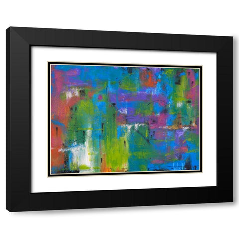 Quartiere colorato Black Modern Wood Framed Art Print with Double Matting by Marzari, Tebo