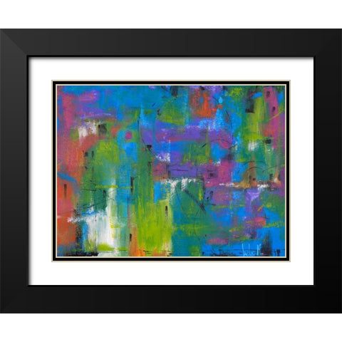 Quartiere colorato Black Modern Wood Framed Art Print with Double Matting by Marzari, Tebo