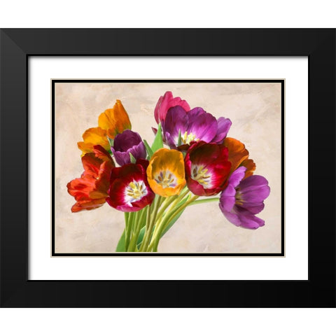 Tulipani danzanti Black Modern Wood Framed Art Print with Double Matting by Rizzardi, Teo