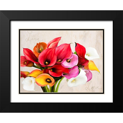 Live and Love Black Modern Wood Framed Art Print with Double Matting by Rizzardi, Teo