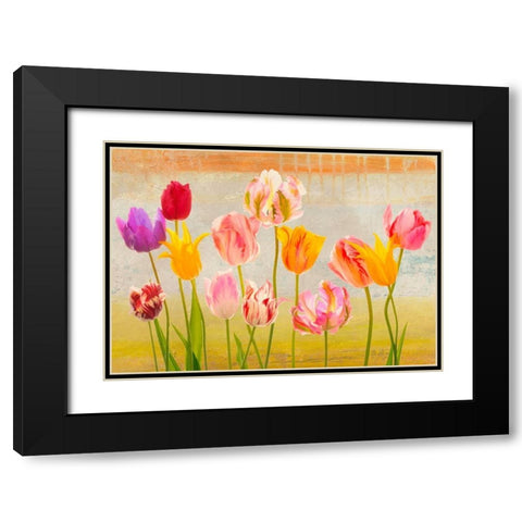 Tulipani destate Black Modern Wood Framed Art Print with Double Matting by Rizzardi, Teo