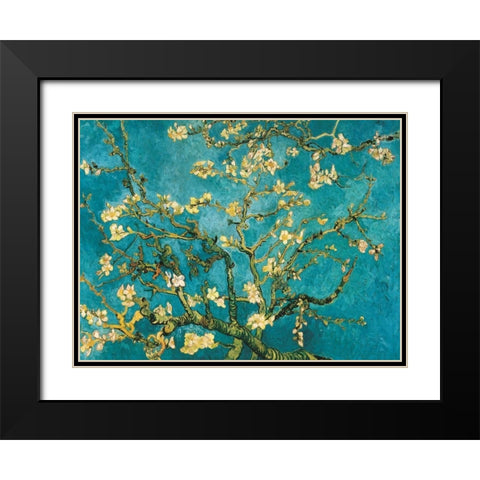 Mandorlo in fiore Black Modern Wood Framed Art Print with Double Matting by Van Gogh, Vincent