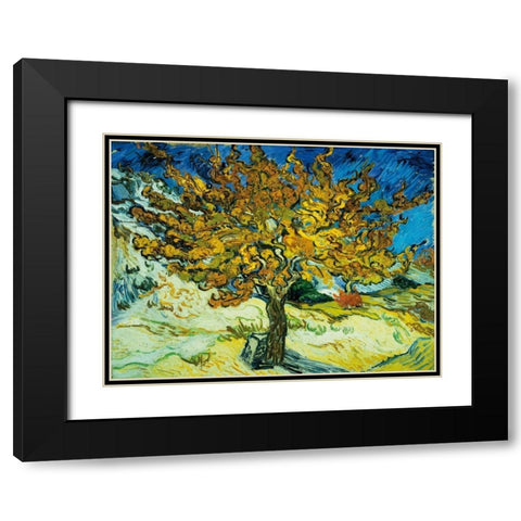 Mulberry Tree Black Modern Wood Framed Art Print with Double Matting by Van Gogh, Vincent
